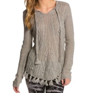 prAna Shelby Cable Knit Tassel Fringe Poncho